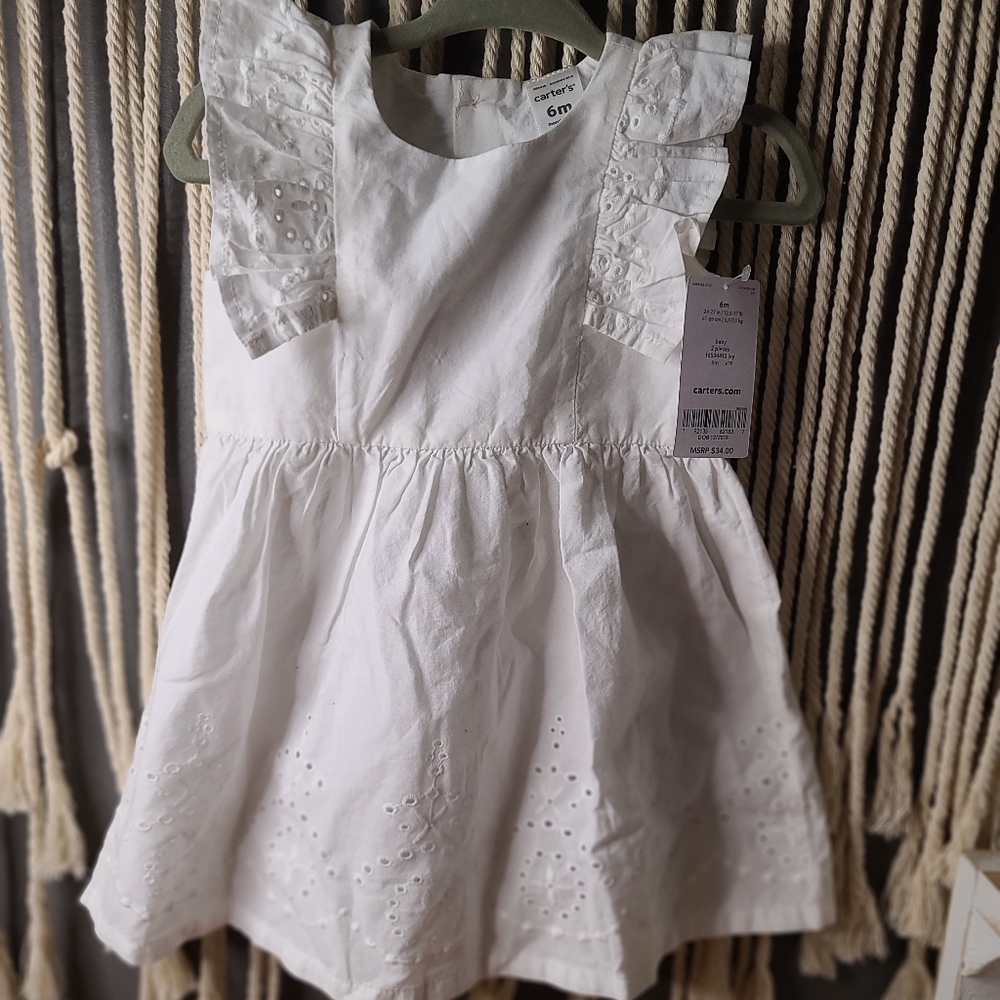 Carter baby white eyelet dress in size 6mons